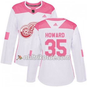 Detroit Red Wings Trikot Jimmy Howard 35 Adidas 2017-2018 Weiß Pink Fashion Authentic - Dame